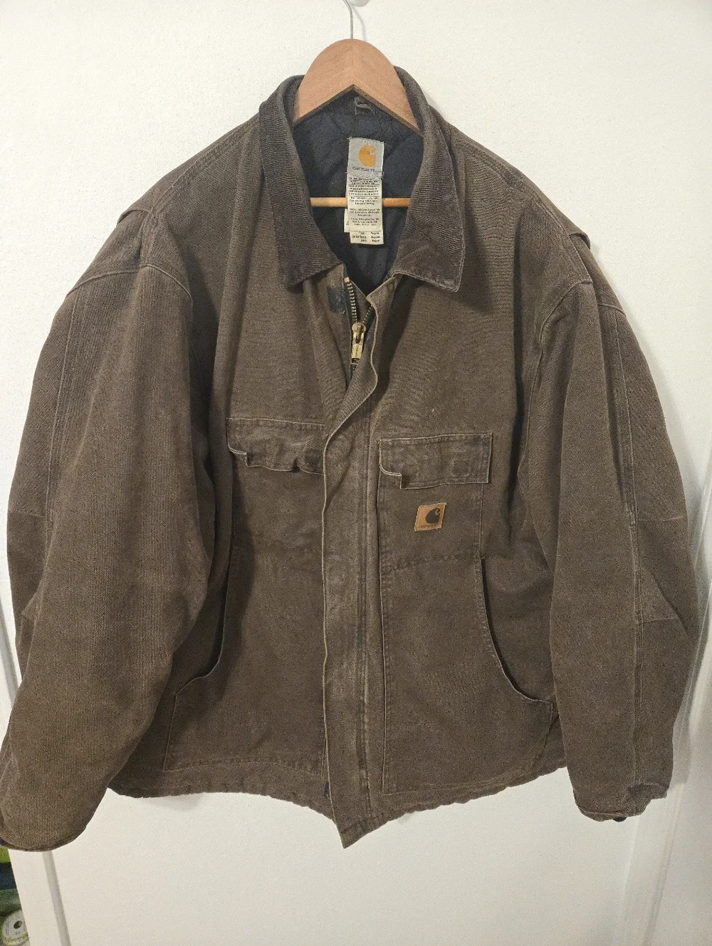 Vintage Carhartt Jacket Work Coat Brown Quilted Mens XXXL C26 Brown Canvas 3XL